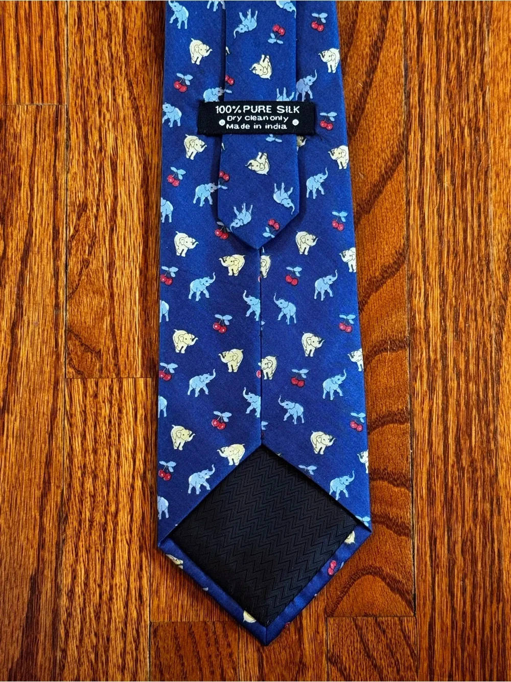 Vintage Novelty Elephant 100% Silk Tie | Blue | Made in India